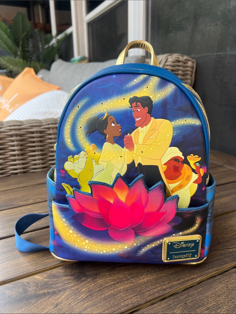 Loungefly Disney Princess Tiana Blue Pink Yellow Mini Backpack